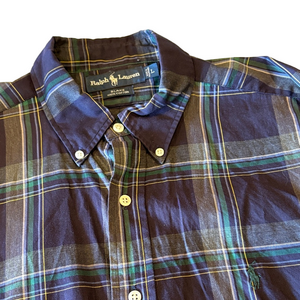 Ralph Lauren Mens Large Blue Plaid Blake Long Sleeve Shirt